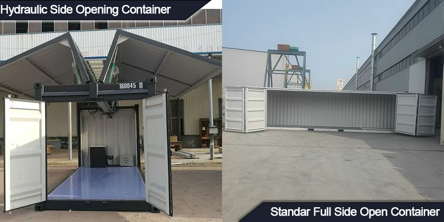 Container cu deschidere laterală hidraulică vs container cu deschidere completă standard
